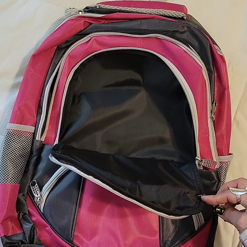 Moda West pink and gray book bag with adjustable straps new with tags